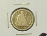 1874 SEATED DIME