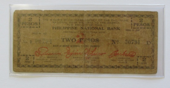 2 PHILLIPPINE EMERGENCY PESOS 1942