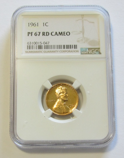 1961 PROOF CENT NGC 67 CAMEO