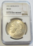 $1 1921 MORGAN NGC 63