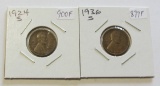 1936-S 1924-S WHEAT CENT LOT