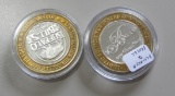 LOT OF 2 SILVER CASINO ROUNDS .999