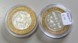 LOT OF 2 SILVER CASINO ROUNDS .999