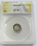 1850-O SEATED HALF DIME ANACS XF40