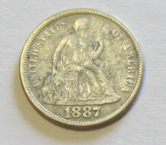 1887 SEATED DIME