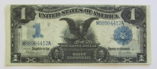 $1 BLACK EAGLE SILVER CERTIFICATE 1899 HIGH GRADE SLIGHT CENTER BEND