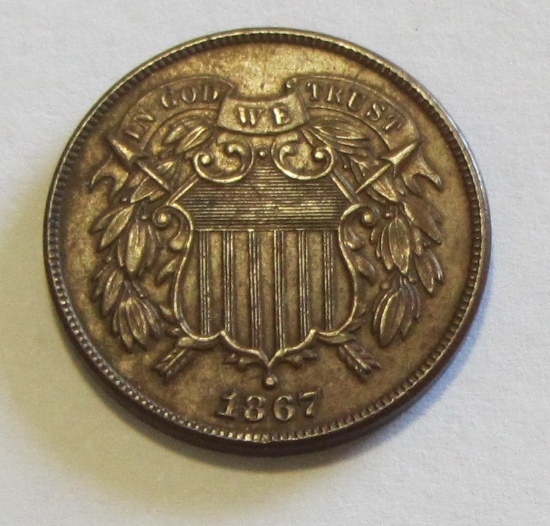 HIGH GRADE 1867 2 CENT PIECE