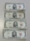 LOT OF 4 $5 RED SEAL LEGAL TENDER NOTES