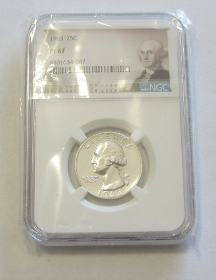 1963 SILVER PROOF QUARTER NGC 67