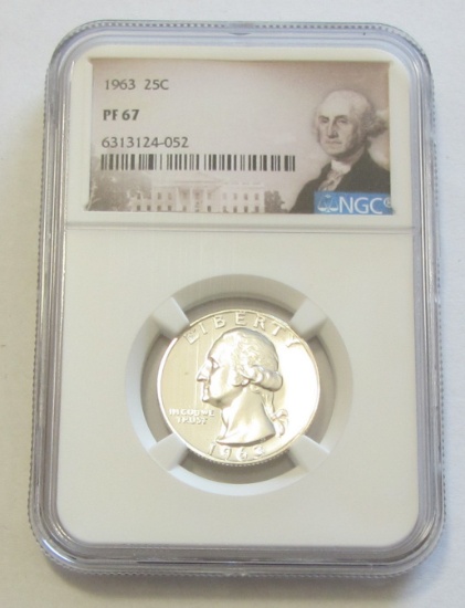 1963 SILVER PROOF QUARTER NGC 67
