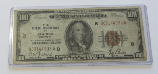 $100 FRBN 1929 NEW YORK