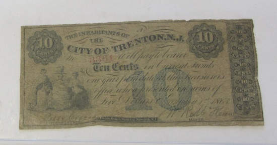 10 CENT TRENTON NEW JERSEY OBSOLETE 1863