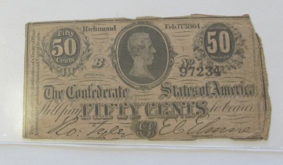 50 CENT CONFEDERATE FRACTIONAL 1864
