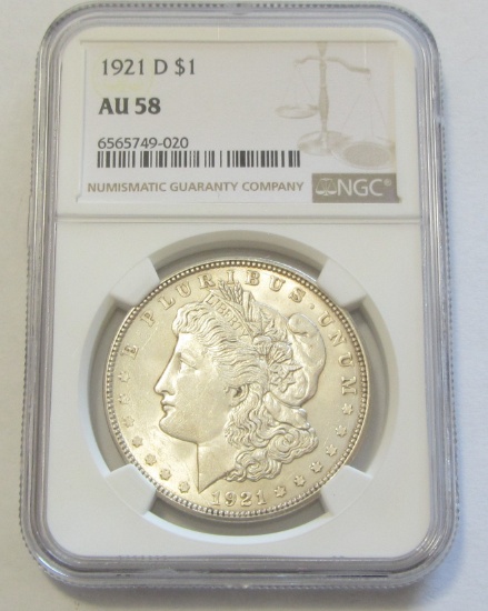 1921-D $1 MORGAN NGC 58