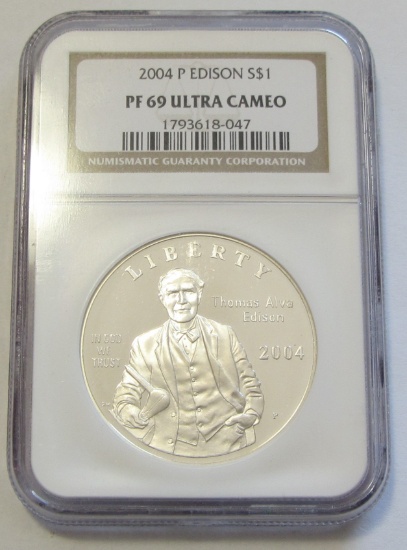 2004 $1 SILVER EDISON NGC PR69