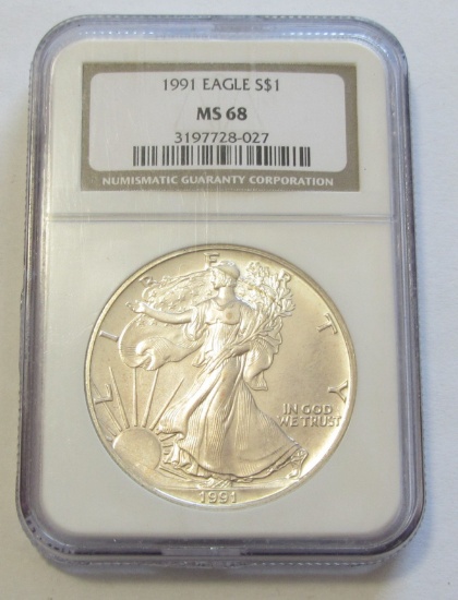 $1 1991 SILVER EAGLE NGC 68