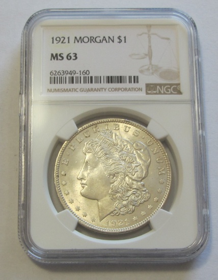 $1 1921 MORGAN NGC MS 63