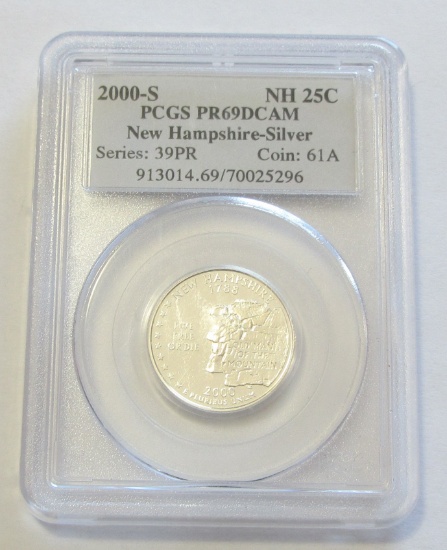 2000-S SILVER QUARTER PROOF 69 PCGS
