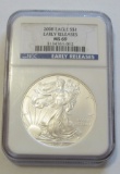 $1 2008 SILVER EAGLE NGC 69