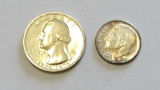 SILVER 1955 DIME 1976 PROOF QUARTER