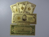 LOT OF 5 $50 REPLICA GOLD CERTIFICATES PLATE NOTES