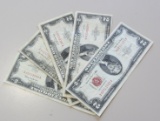 LOT OF 5 $2 RED SEAL NOTES