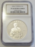 2004 $1 SILVER EDISON NGC PR69