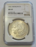 $1 1921 MORGAN NGC MS 63