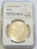 $1 1921 MORGAN NGC MS 63