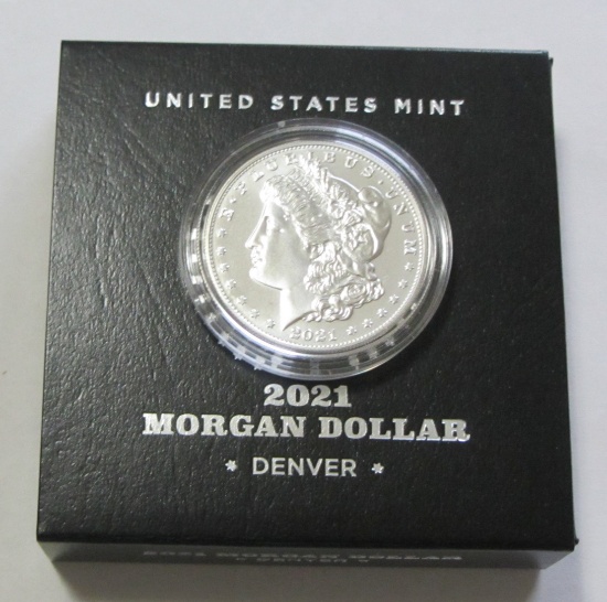 $1 2021 MORGAN DENVER WITH BOX AND PAPER