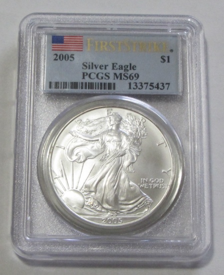 $1 2005 SILVER EAGLE PCGS 69