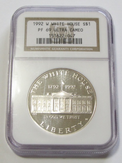 1992-W $1 WHITE HOUSE SILVER PROOF NGC 69