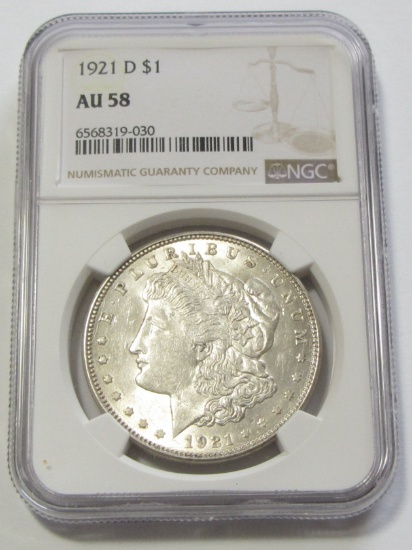 $1 1921-D MORGAN NGC 58