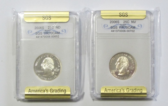 2 GEM SILVER PROOF QUARTERS