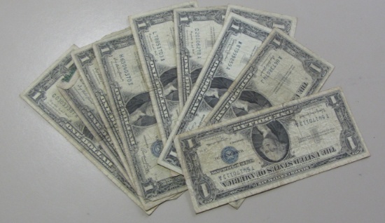 LOT OF 10 $1 SILVER CERTIFICATES