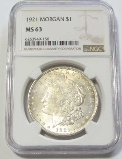 $1 1921 MORGAN NGC 63