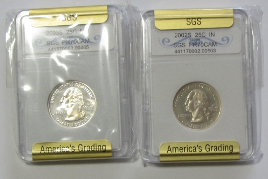 2 PROOF SILVER QUARTERS