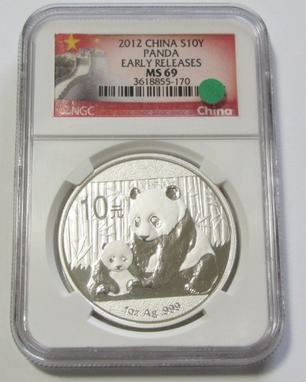 2012 RED LABEL SILVER PANDA NGC 69