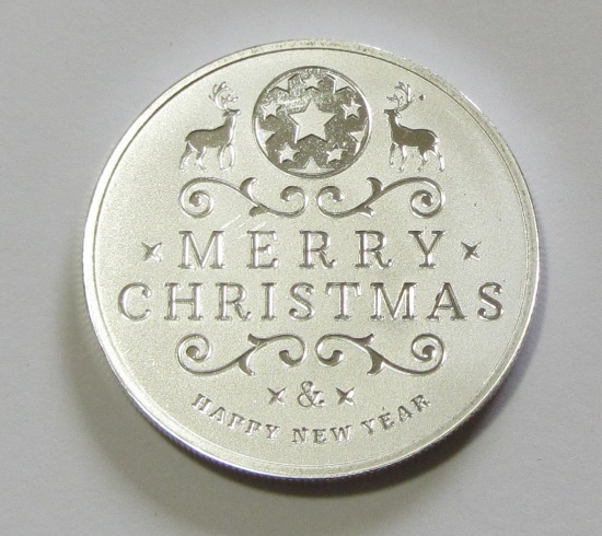 CHRISTMAS SILVER ROUND .999 FINE 1 OUNCE