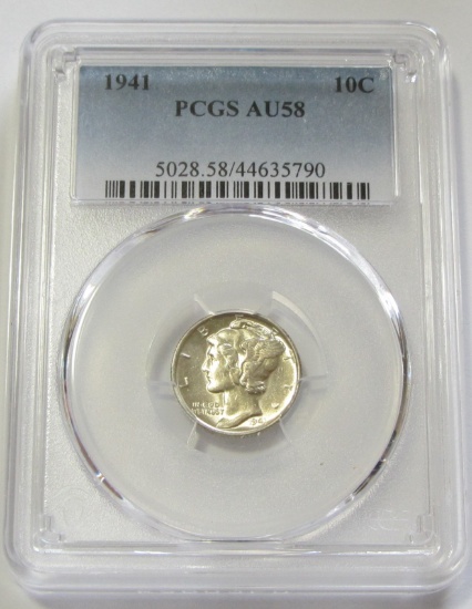 1941 MERCURY DIME PCGS 58