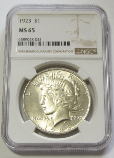 $1 1923 GEM PEACE NGC MS 65