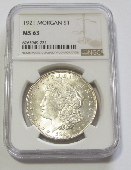 $1 1921 MORGAN NGC 63