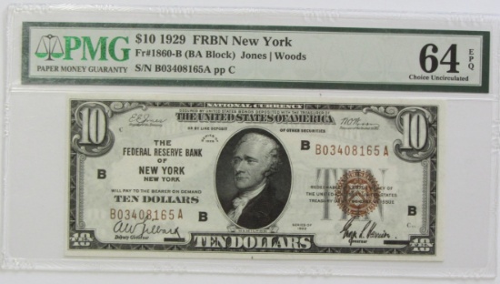 $10 1929 FRBN BROWN SEAL PMG 64 EPQ