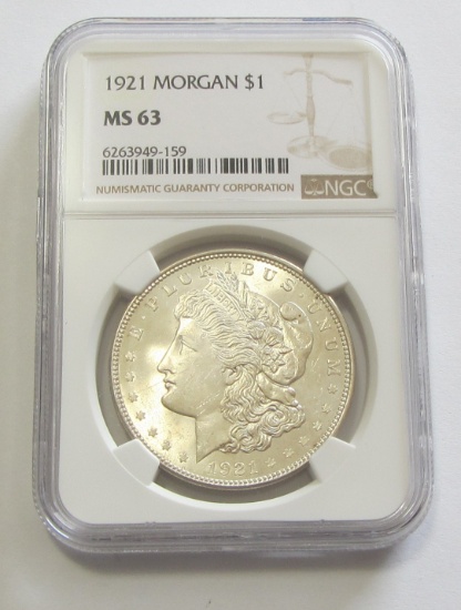 $1 1921 MORGAN NGC 63