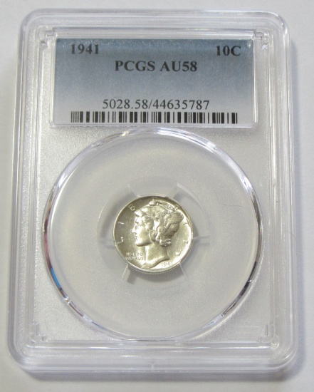 1941 MERCURY DIME PCGS AU58