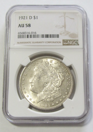 $1 1921-D MORGAN NGC 58