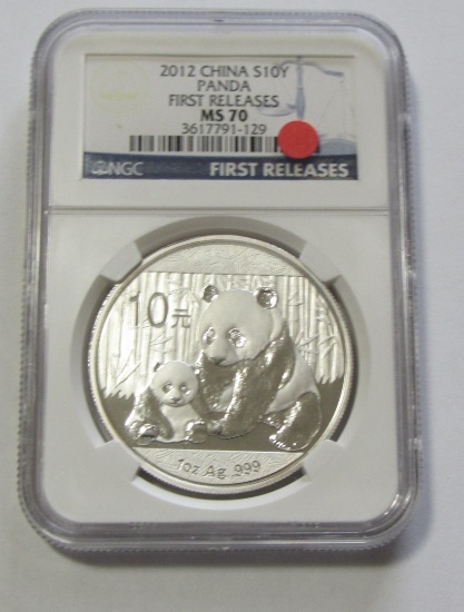 2012 SILVER PANDA 10Y NGC MS PERFECT 70