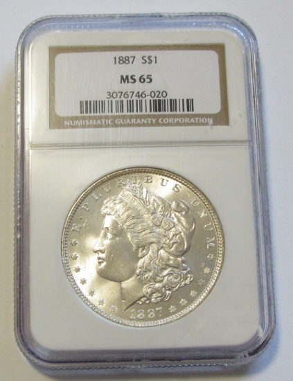 $1 1887 GEM MORGAN NGC MS 65