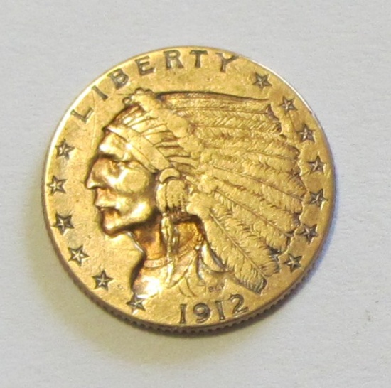 $2.5 1912 GOLD QUARTER INDIAN EAGLE