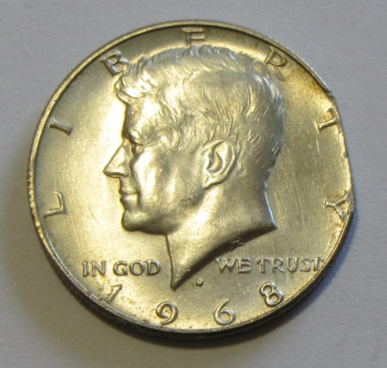 CLIPPED ERROR 1968-D KENNEDY HALF